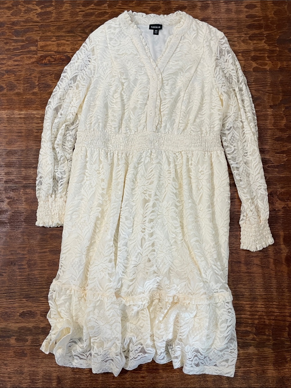 Torrid Ivory/Cream Mini Stretch Lace Tiered Dress